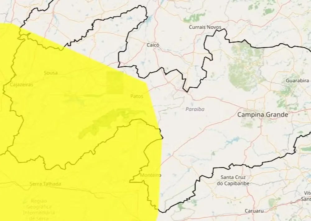 Inmet renova alerta de baixa umidade para 82 cidades da Paraíba