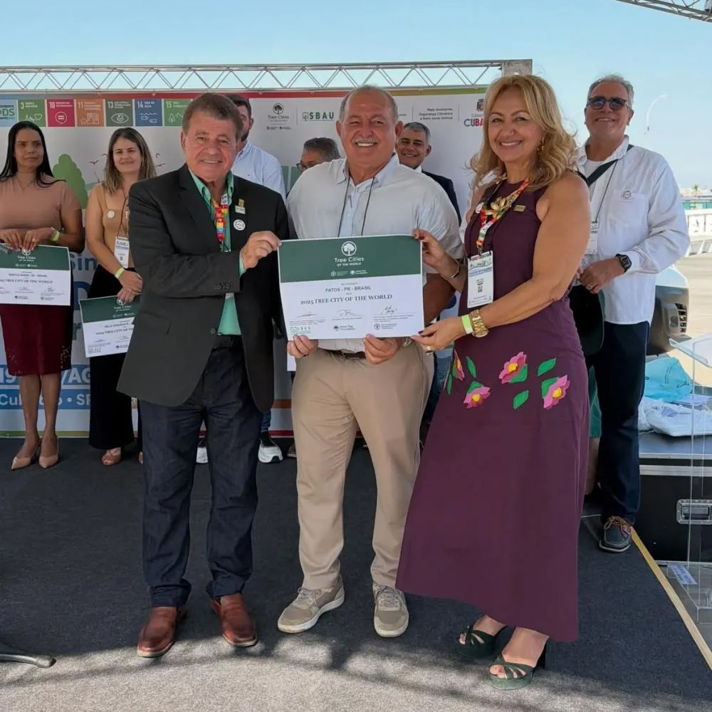 Patos é certificada como Cidade Árvore do Mundo e entra para lista com 52 municípios brasileiros